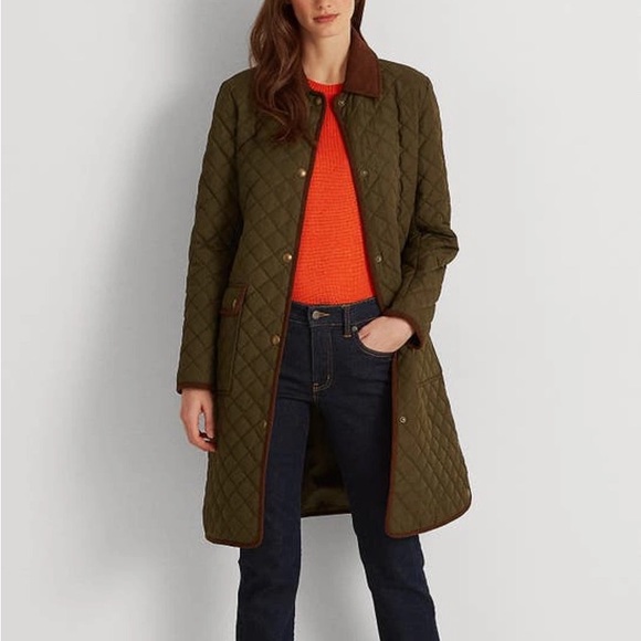 ❌SOLD❌ LAUREN RALPH LAUREN Quilted Snap Front Coat in Litchfield Loden - Picture 2 of 4
